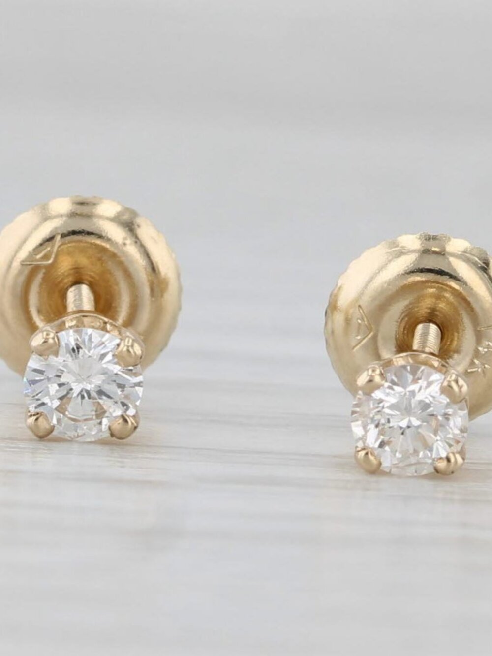 0.36ctw Diamond Stud Earrings 14k Yellow Gold Round Solitaire Studs